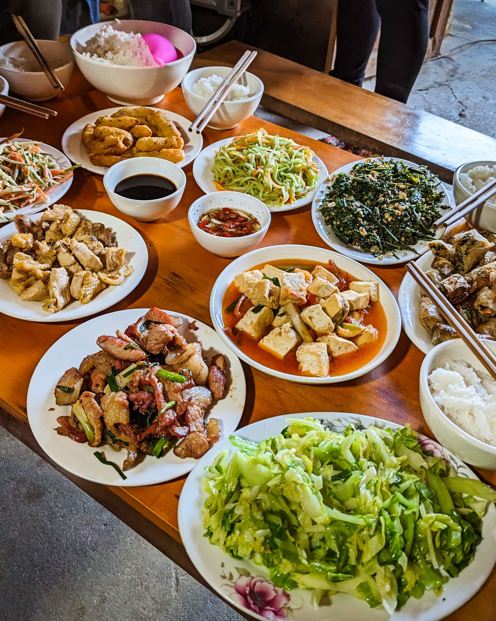 Lunch spread on the Ha Giang loop tour