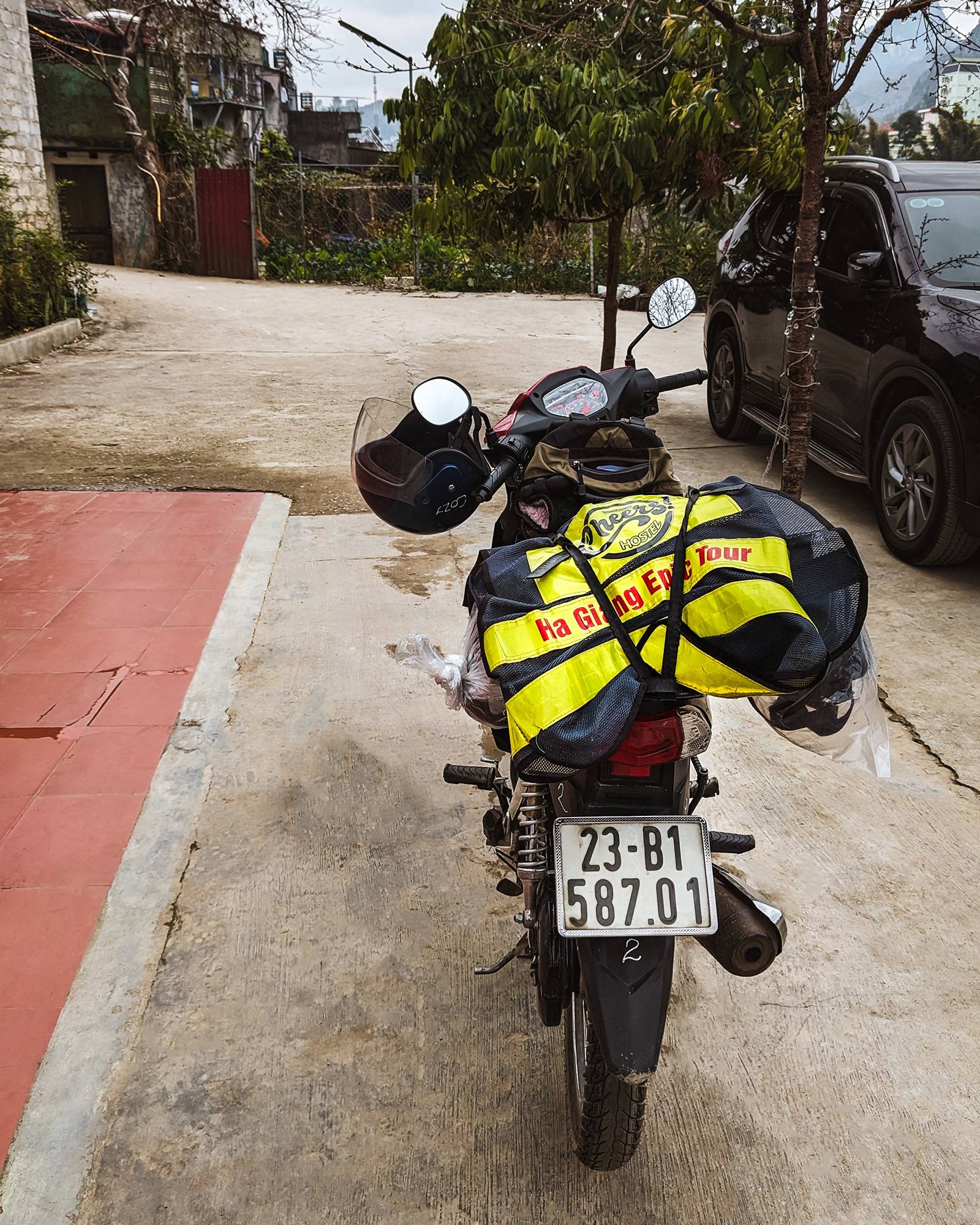 Parked motorbike on the Ha Giang Loop